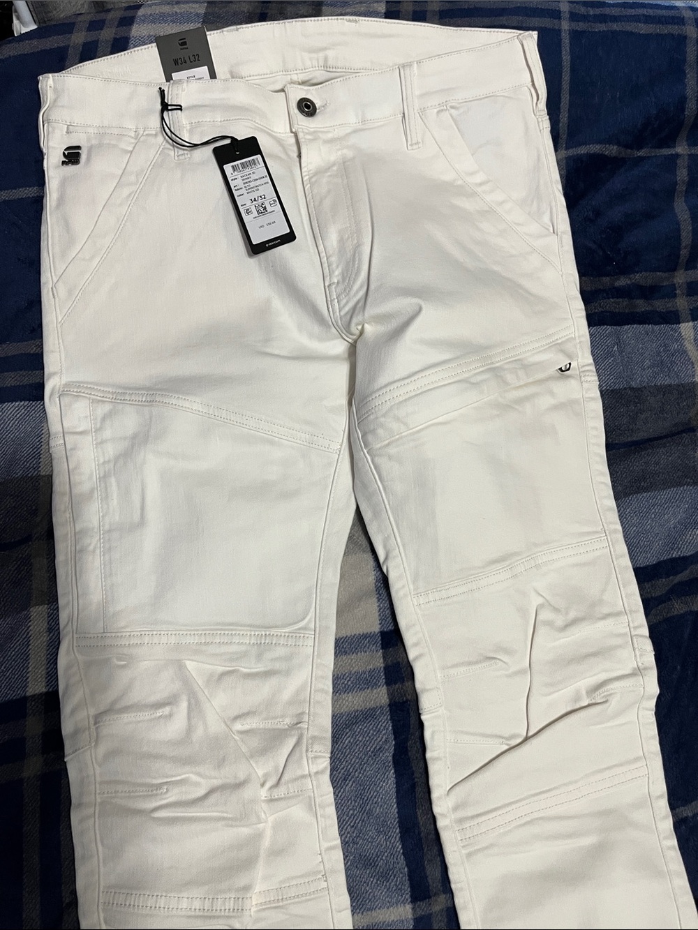 G-Star White Men's Cargo-Style Slim Pants